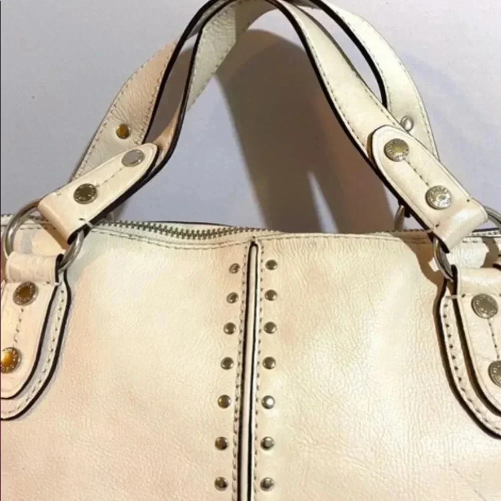 Michael kors white leather satchel handbag